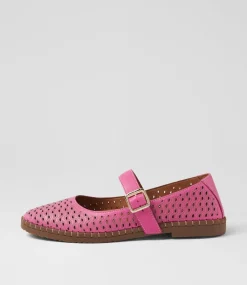 Women DIANA FERRARI Mary Janes|Flats-Boney Fuschia Leather Flat Shoes