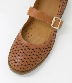 Women DIANA FERRARI Mary Janes|Flats-Boney Tan Leather Flat Shoes