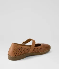 Women DIANA FERRARI Mary Janes|Flats-Boney Tan Leather Flat Shoes