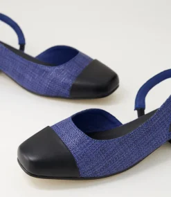 Women I LOVE BILLY Heels|Flats-Bonsoon Black Navy Synthetic Raffia Heels