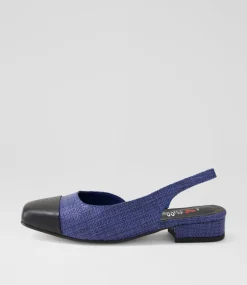 Women I LOVE BILLY Heels|Flats-Bonsoon Black Navy Synthetic Raffia Heels