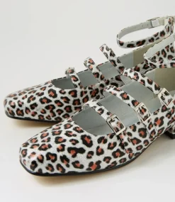 Women I LOVE BILLY Flats-Bosine Silver Leopard Fabric Heels