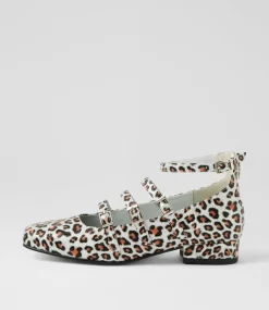 Women I LOVE BILLY Flats-Bosine Silver Leopard Fabric Heels