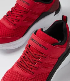 SKECHERS Sport School Shoes-Boundless Junior Red Black Fabric Sneakers