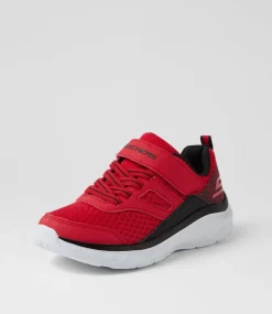 SKECHERS Sport School Shoes-Boundless Junior Red Black Fabric Sneakers