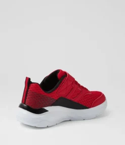SKECHERS Sport School Shoes-Boundless Junior Red Black Fabric Sneakers