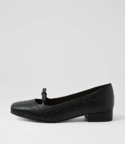 Women I LOVE BILLY Heels|Flats-Bowtala Black Rose Emboss Heels