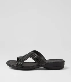Women SUPERSOFT Comfort|Flats-Braxtan Black Jewels Sandals
