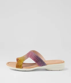 Women SUPERSOFT Comfort|Flats-Braxtan Multi White Leather Sandals