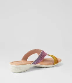 Women SUPERSOFT Comfort|Flats-Braxtan Multi White Leather Sandals