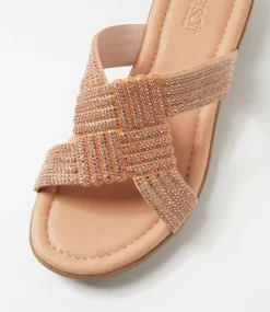 Women SUPERSOFT Comfort|Flats-Braxtan Rose Gold Jewels Sandals