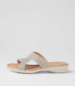 Women SUPERSOFT Comfort|Flats-Braxtan Silver White Leather Sandals