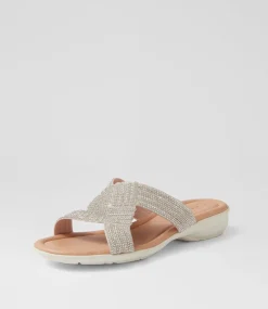 Women SUPERSOFT Comfort|Flats-Braxtan Silver White Leather Sandals