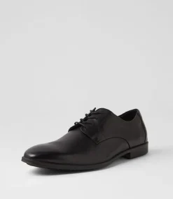 COLORADO Dress Shoes-Bray Black Leather Lace Up Flats