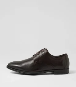 COLORADO Dress Shoes-Bray Brown Leather Lace Up Flats