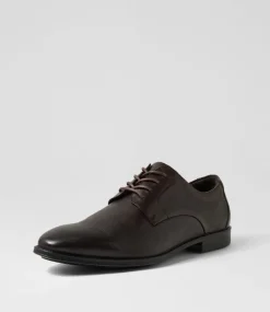 COLORADO Dress Shoes-Bray Brown Leather Lace Up Flats