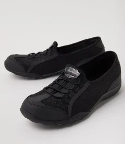 Women SKECHERS Sneakers-Breathe Black Mesh Sneakers