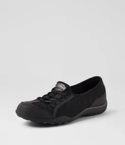 Women SKECHERS Sneakers-Breathe Black Mesh Sneakers