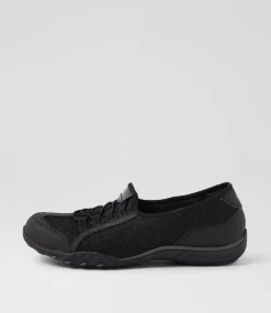 Women SKECHERS Sneakers-Breathe Black Mesh Sneakers