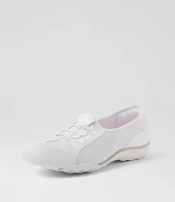 Women SKECHERS Sneakers-Breathe White Mesh Sneakers