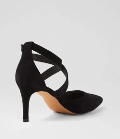 Women TOP END Heels-Briggit Black Suede Heels