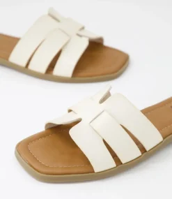 Women I LOVE BILLY Wedges|Flats-Bronda White Slides