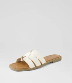 Women I LOVE BILLY Wedges|Flats-Bronda White Slides