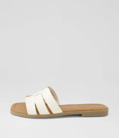 Women I LOVE BILLY Wedges|Flats-Bronda White Slides