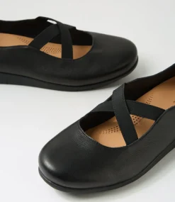 Women SUPERSOFT Comfort|Mary Janes-Brookyi Black Wide Fit Leather Flat Shoes