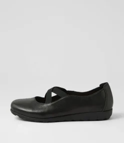Women SUPERSOFT Comfort|Mary Janes-Brookyi Black Wide Fit Leather Flat Shoes