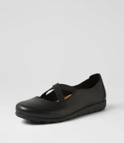 Women SUPERSOFT Comfort|Mary Janes-Brookyi Black Wide Fit Leather Flat Shoes