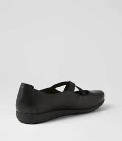 Women SUPERSOFT Comfort|Mary Janes-Brookyi Black Wide Fit Leather Flat Shoes