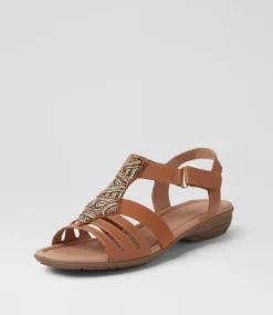 Women SUPERSOFT Comfort|Flats-Brownyn Dark Tan Leather Sandals