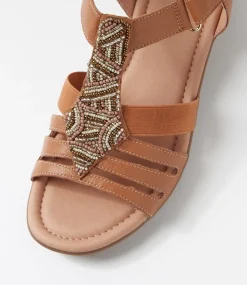 Women SUPERSOFT Comfort|Flats-Brownyn Dark Tan Leather Sandals