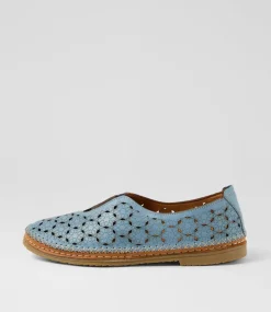 Women DIANA FERRARI Flats-Bubly Denim Tan Leather Flat Shoes