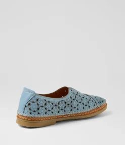Women DIANA FERRARI Flats-Bubly Denim Tan Leather Flat Shoes