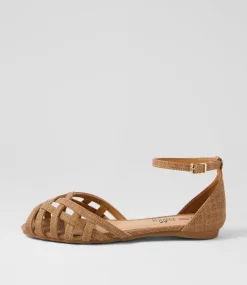 Women I LOVE BILLY Flats|Sandals-Buckie Brown Fabric Sandals