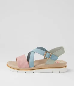 Women I LOVE BILLY Flats|Sandals-Buggin Dusty Rose Denim Nubuck Pu Sandals