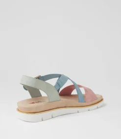 Women I LOVE BILLY Flats|Sandals-Buggin Dusty Rose Denim Nubuck Pu Sandals