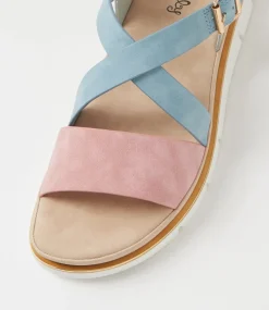 Women I LOVE BILLY Flats|Sandals-Buggin Dusty Rose Denim Nubuck Pu Sandals