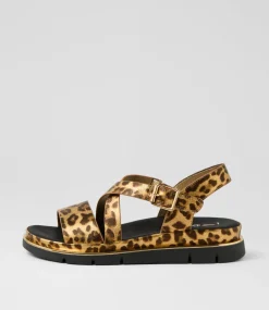 Women I LOVE BILLY Flats|Sandals-Buggin Gold Leopard Sandals