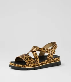 Women I LOVE BILLY Flats|Sandals-Buggin Gold Leopard Sandals