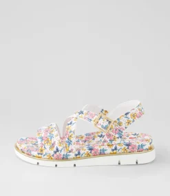 Women I LOVE BILLY Flats|Sandals-Buggin White Floral Sandals