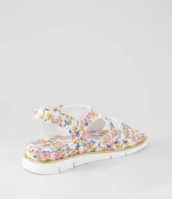 Women I LOVE BILLY Flats|Sandals-Buggin White Floral Sandals
