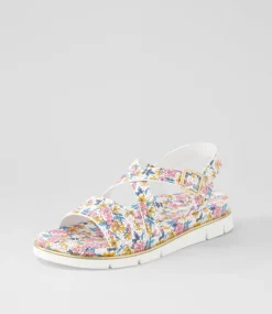 Women I LOVE BILLY Flats|Sandals-Buggin White Floral Sandals