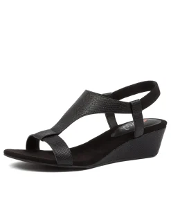 Women I LOVE BILLY Wedges|Heels-BUNRO BLACK SNAKE SMOOTH