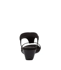 Women I LOVE BILLY Wedges|Heels-BUNRO BLACK SNAKE SMOOTH