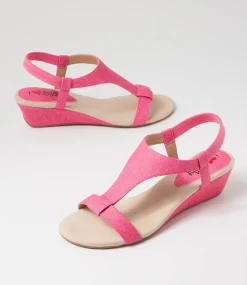 Women I LOVE BILLY Wedges|Heels-Bunro Pink Denim Sandals