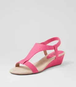 Women I LOVE BILLY Wedges|Heels-Bunro Pink Denim Sandals