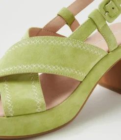 Women DIANA FERRARI Heels|Sandals-Bynndi Lime Suede Sandals